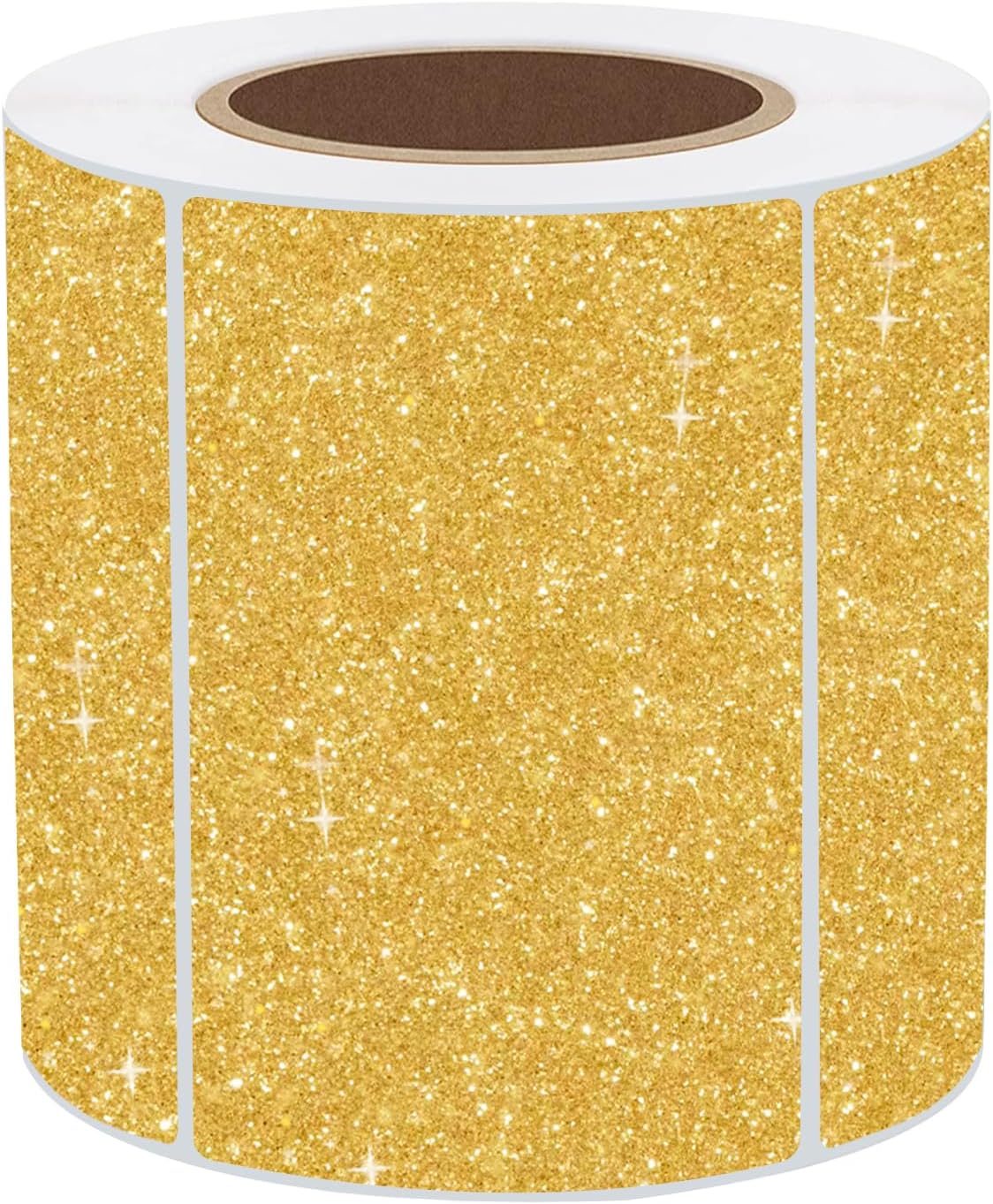 3x2 Inch Holographic Thermal Labels, Glitter Gold Thermal Sticker Labels, Waterproof Thermal Printer Stickers for Price, Barcode, Name, Custom Logo Design, 200 Pcs/Roll