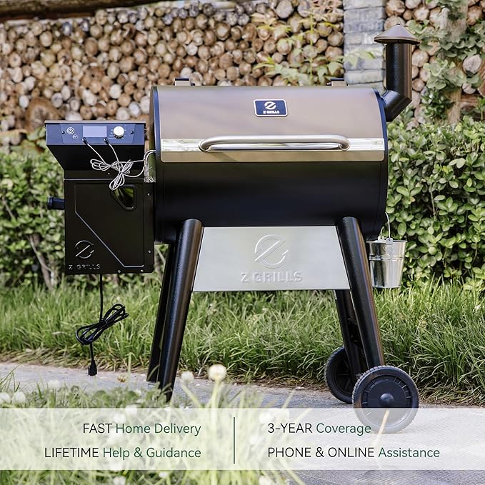 Z GRILLS Wood Pellet Grill Smoker with PID 3.0 Controller, 697 Cooking Area, Meat Probes, Rain Cover for Outdoor BBQ, 7002C