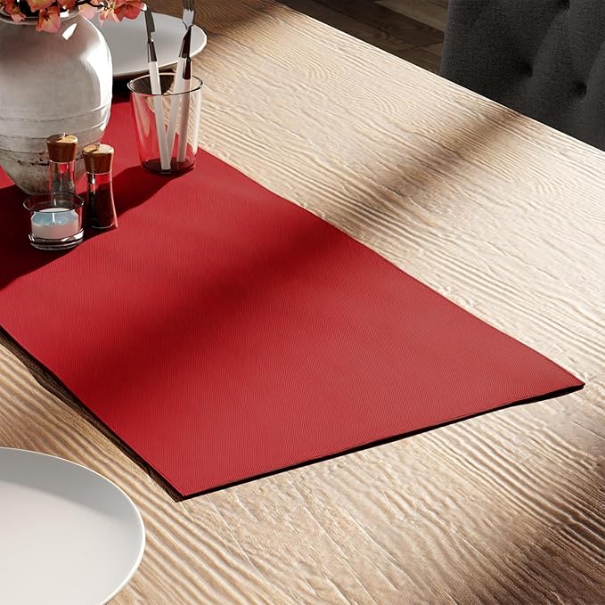 Encasa XO Table Runner 13"x36" Long | Cotton Canvas Fabric | Deep Red Solid Color | Machine Washable & Durable