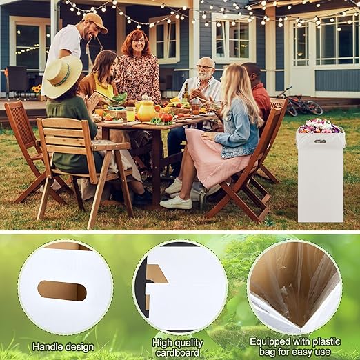10 Pack 30 Gallon Recycling Bins Cardboard Trash Cans Disposable and Reusable Corrugated Cardboard Cans Bulk with 20 Garbage Bags for Parties Events(20 Gallon)