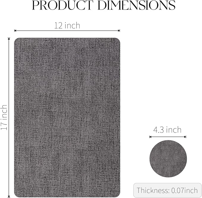 MOSAYT Faux Leather Placemats Set of 6, Heat Resistant Wipeable Washable Vinyl Place Mats with Coasters, Waterproof Oil Proof Table Mats for Kitchen Dining Party Outdoor, 12" x 17", Dark Light Grey