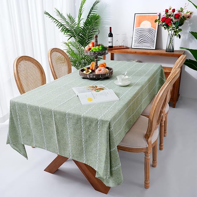 Chassic 54 x 72 inches Farmhouse Style Linen tablecloths, Wrinkle Resistant Washable Dining Room Table Cloths for Small Rectangle Tables - Sage Green