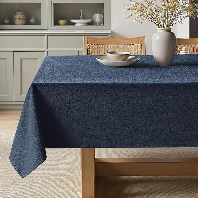 MIULEE Navy Blue Linen Polyester Tablecloth 60x84 Inch Rectangle Table Cloth Waterproof,Stain Resistant & Wrinkle Resistant for Dining Party Wedding