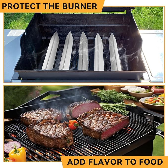 17.5 Inch Stainless Steel Flavorizer Bars for Weber Genesis 300 Gas Grills with Front-Mounted Knobs, for Genesis E310, E320, E330, S310, S320, S330, Replacement for Genesis Grill Parts 7620, 5 PCS