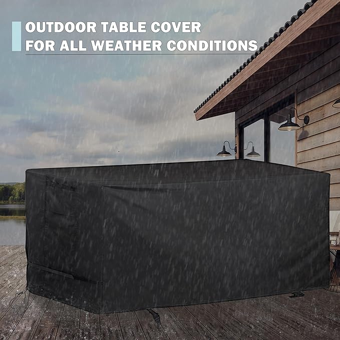 Rectangular Outdoor Table Cover Weatherproof, 60 Inch Patio Table Cover for Outdoor Dining Table, Waterproof Patio Furniture Cover for Outside Bar Table