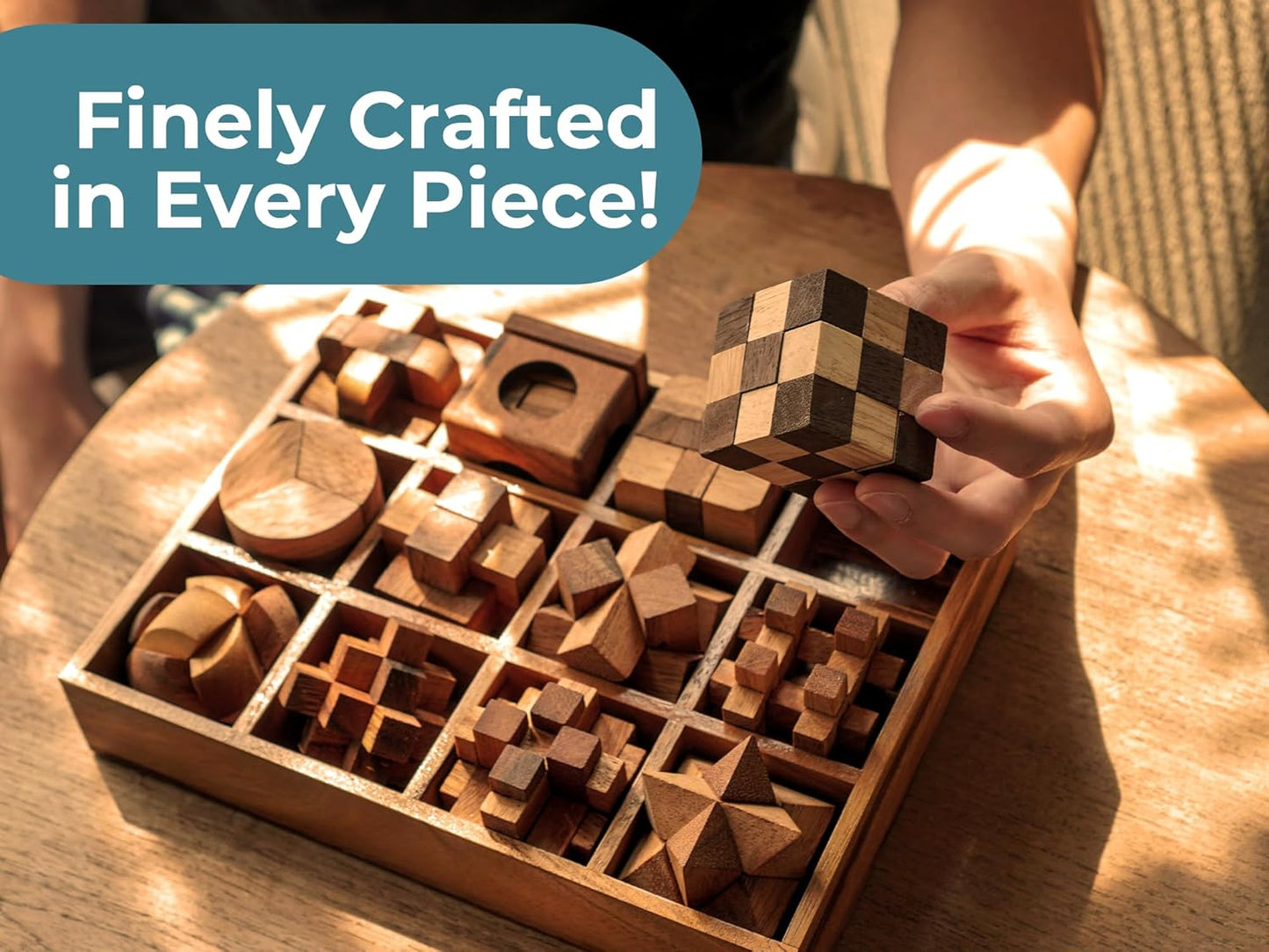 BSIRI Wooden Puzzle Box Set (12 Games) - Challenging Brain Teasers and 3D Puzzles for Adults, Interlocking Games for IQ Test, Ideal for Patio Decor and Unique Gift for Chistmas