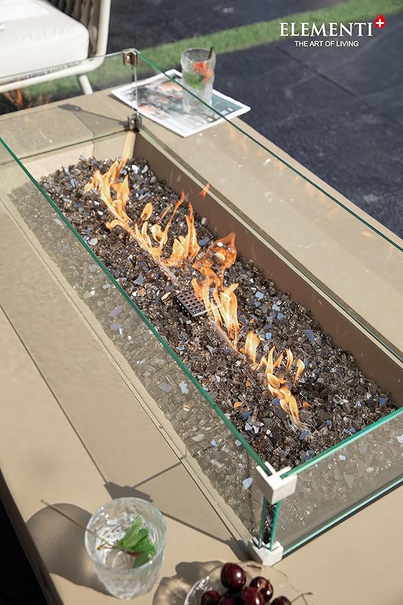 All Fire Table Pit Wind Screens and Stainless Steel Buner Lid from ELEMENTI | ELEMENTI Plus and MODENO (Wind Screens, Rectangular 40.4" × 15.2" WS - 021)