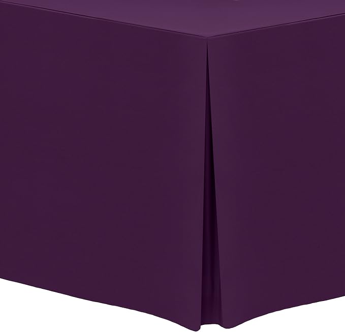 Ultimate Textile -5 Pack- 5 ft. Fitted Polyester Tablecloth - Fits 30 x 60-Inch Banquet and Folding Rectangular Tables - 42" H, Aubergine Eggplant