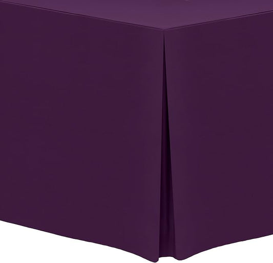 Ultimate Textile -3 Pack- 5 ft. Fitted Polyester Tablecloth - Fits 30 x 60-Inch Banquet and Folding Rectangular Tables - 42" H, Aubergine Eggplant