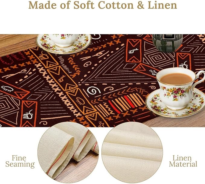 African Table Runner, African Aboriginal Ethnic Tribal Table Runner for Dining Kitchen Farmhouse Party Coffee Home 13x108in