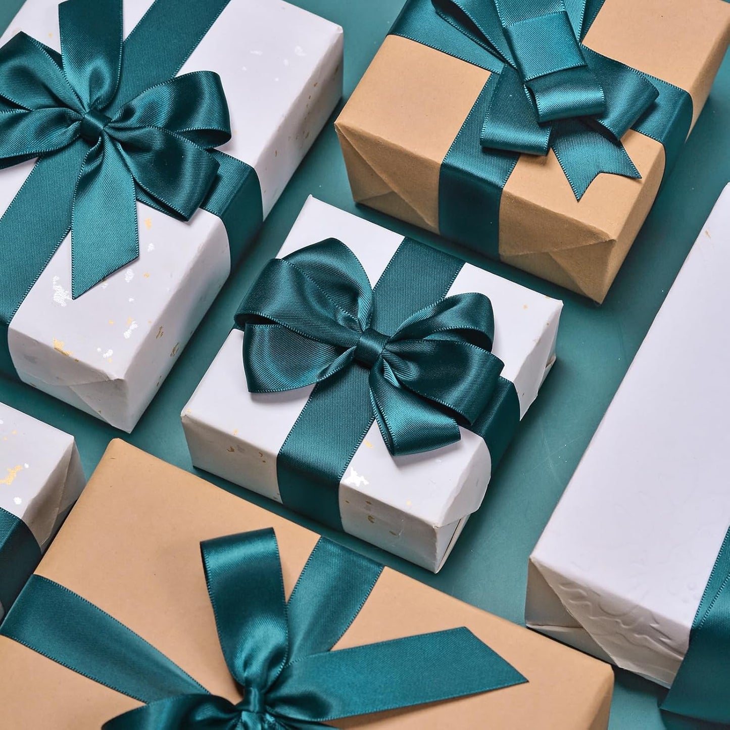 YAMA Double Face Satin Ribbon - 7/8" 25 Yards for Gift Wrapping Ribbons Roll, Teal