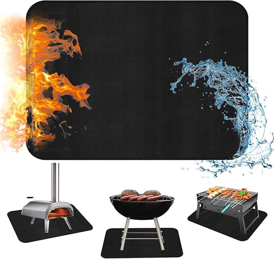 24×31 inches Heat Resistant Grill Mats for Countertop & Table, Fireproof Mats for Outdoor Grill, Portable Charcoal Grill, Gas Grill, Pizza Oven Compatible with Blackstone, Ninja, Black