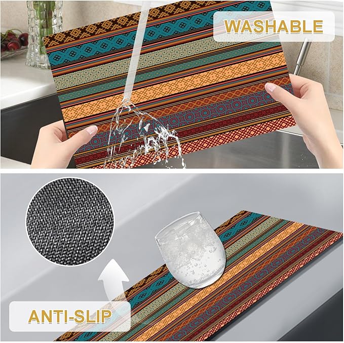 Faux Leather Placemats Set of 4 - Boho Heat Resistant Placemat for Dinner Table, Non-Slip Waterproof Oil-Proof Washable Reusable Placemat for Indoor Outdoor Kitchen Decor, 15.75In*11.81In