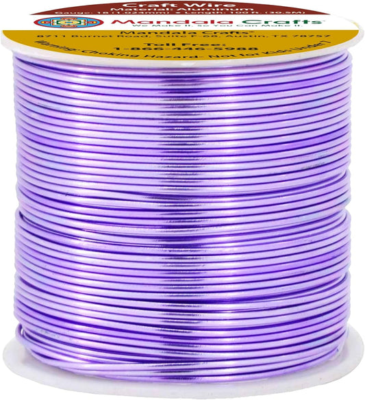 Mandala Crafts 18 Gauge Anodized Aluminum Craft Wire for Jewelry Making - 100 FT Colored Flexible Lavender Wire - Bendable for Bonsai Armature Crafting Sculpting