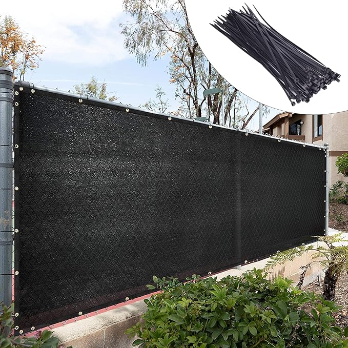 Royal Shade Custom Size 4' x 102' Black Fence Privacy Screen Windscreen Cover Netting Mesh Fabric Cloth - Cable Zip Ties Included (We Make Custom Size)