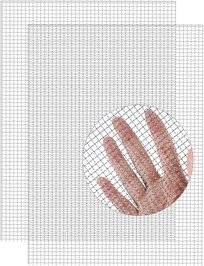 2Pack 5Mesh 10'' x 14'' Wire Mesh Screen, 304 Stainless Steel Anti-Rusted Mesh Screen, Sturdy Wire Diamaeter 0.7mm, Easy to Cut, Woven Sturdy Metal Mesh Sheets for Air Vent, DIY Project, Drainage