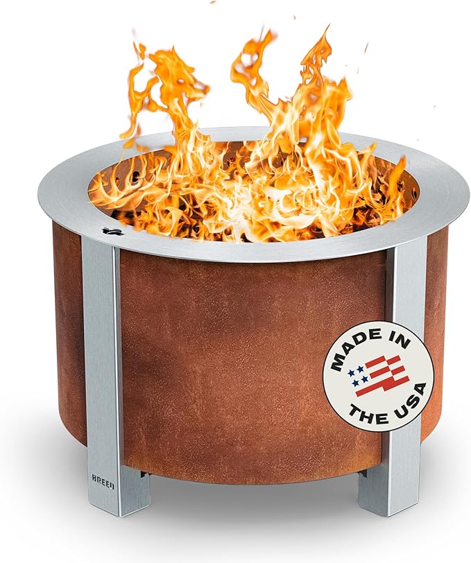Breeo Smokeless Fire Pit (X Series 19, Corten Steel) | 22.1 inch Smokeless Fire Pit for Outside | 47 Pounds | Ideal for Families, Gifts for Dad | Compatible with Wide Range of Breeo Accessories