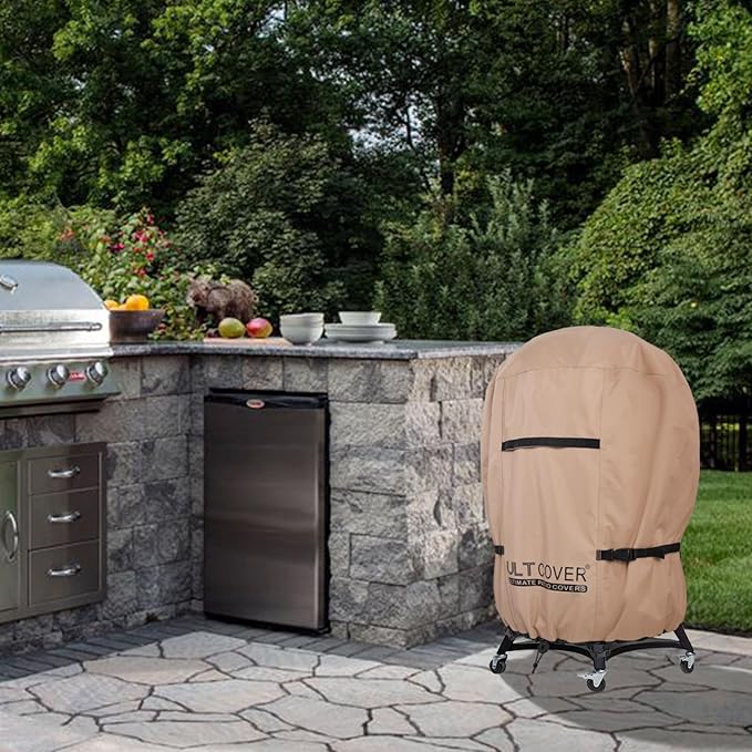 ULTCOVER Outdoor Waterproof Charcoal Kettle Grill Cover for Most 22 inch Round Smoker Size Up to 28” Dia x 35” H