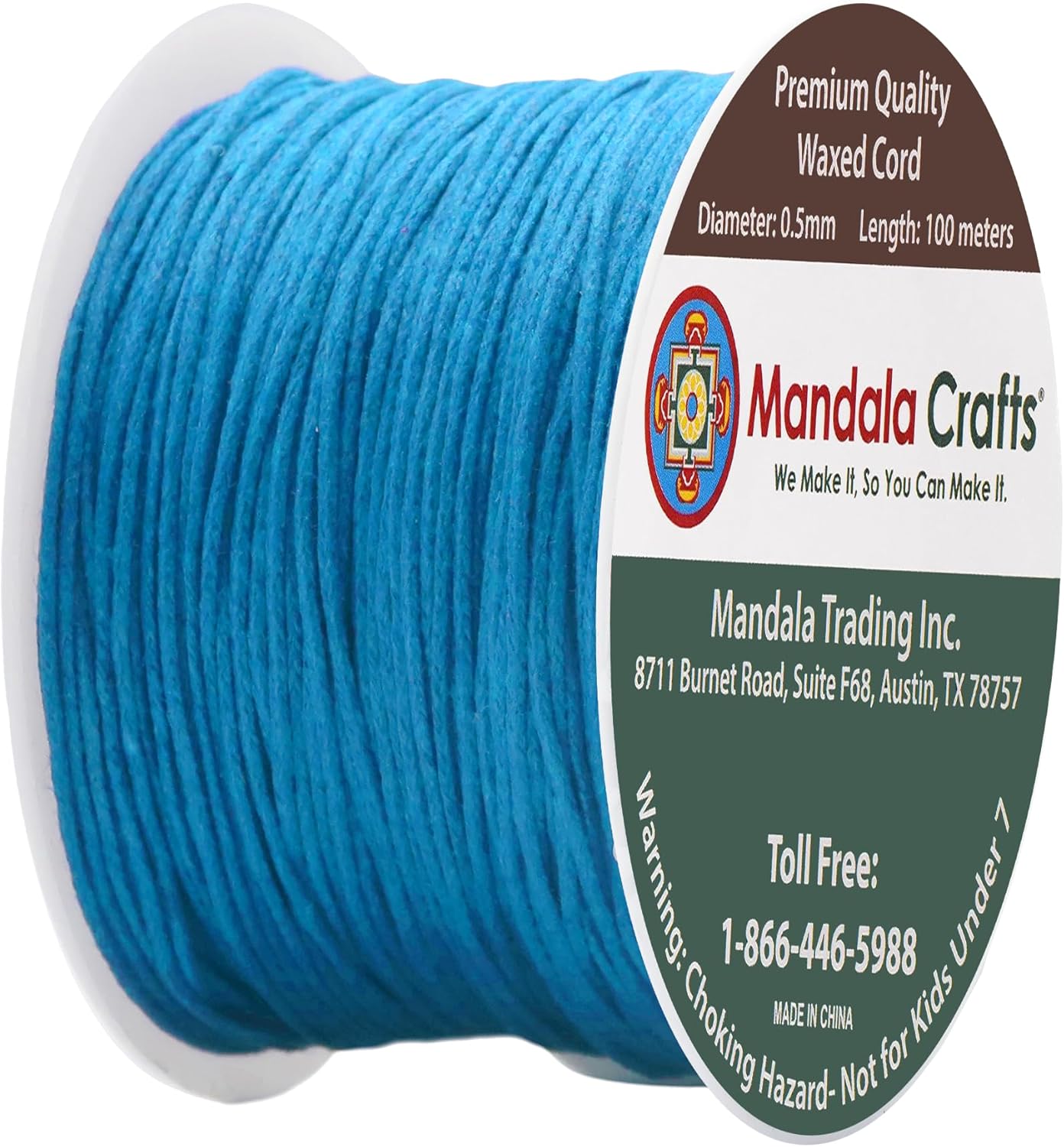 Mandala Crafts 0.5mm 109 Yards Light Blue Cotton Waxed Cord for Jewelry Making Bracelet Cord Waxed String - Beading String Thread Jewelry Cords for Necklaces String
