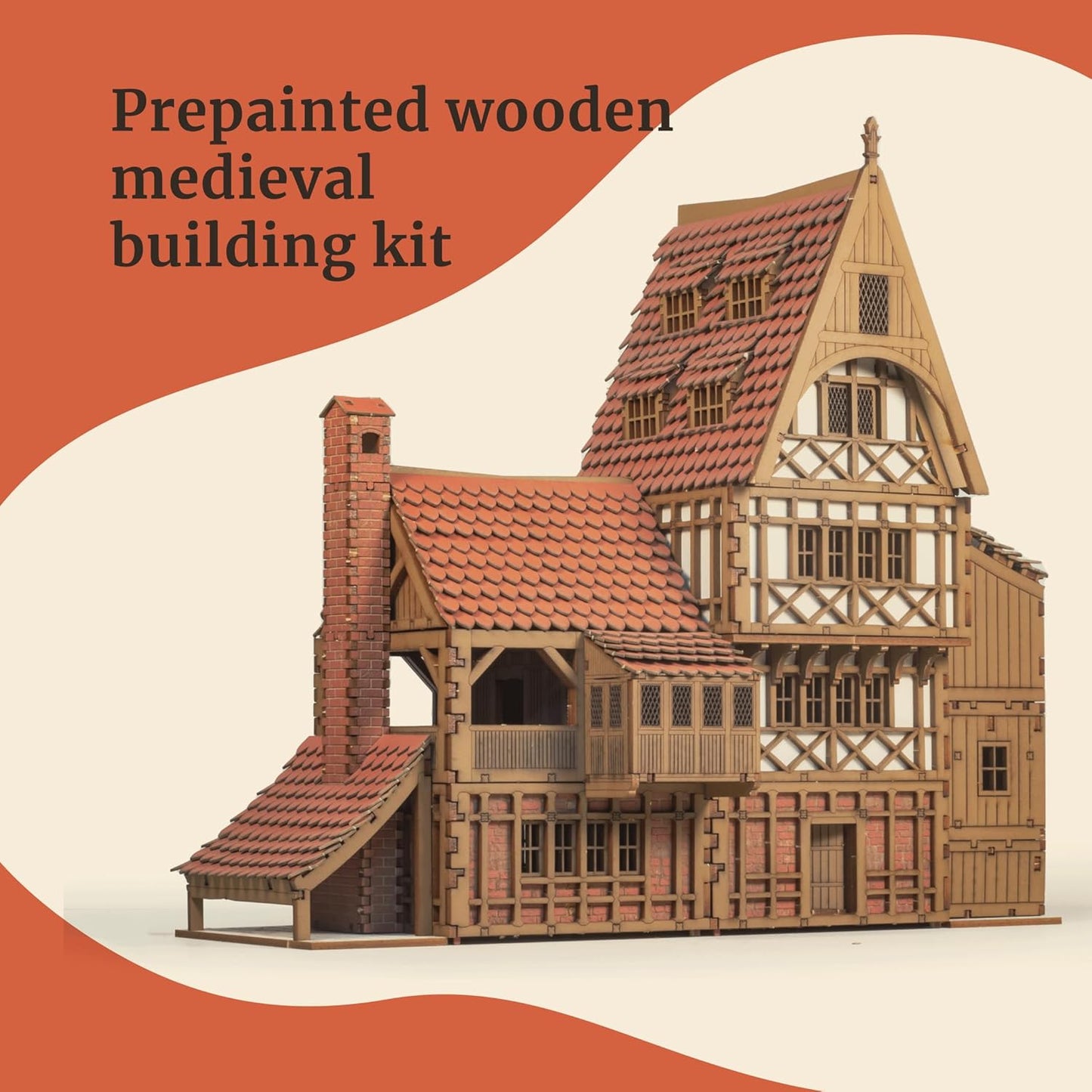 Guild Hall - DIY Wooden House Building Kit for Architecture & Engineering Assembly Set for Teens and Adult, Tabletop Games, Makes a Great Gift for who Like Creative Play - Realistic