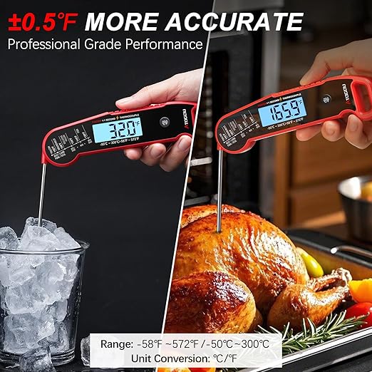 Atogou Professional Food & Meat Thermometer, 1 Sec Instant Read & ±0.5℉ Accuracy, Thermocouple Sensor, IP67 Waterproof Digital Thermometer for Cooking, BBQ, Grill Gifts for Men Him Dad Birthday