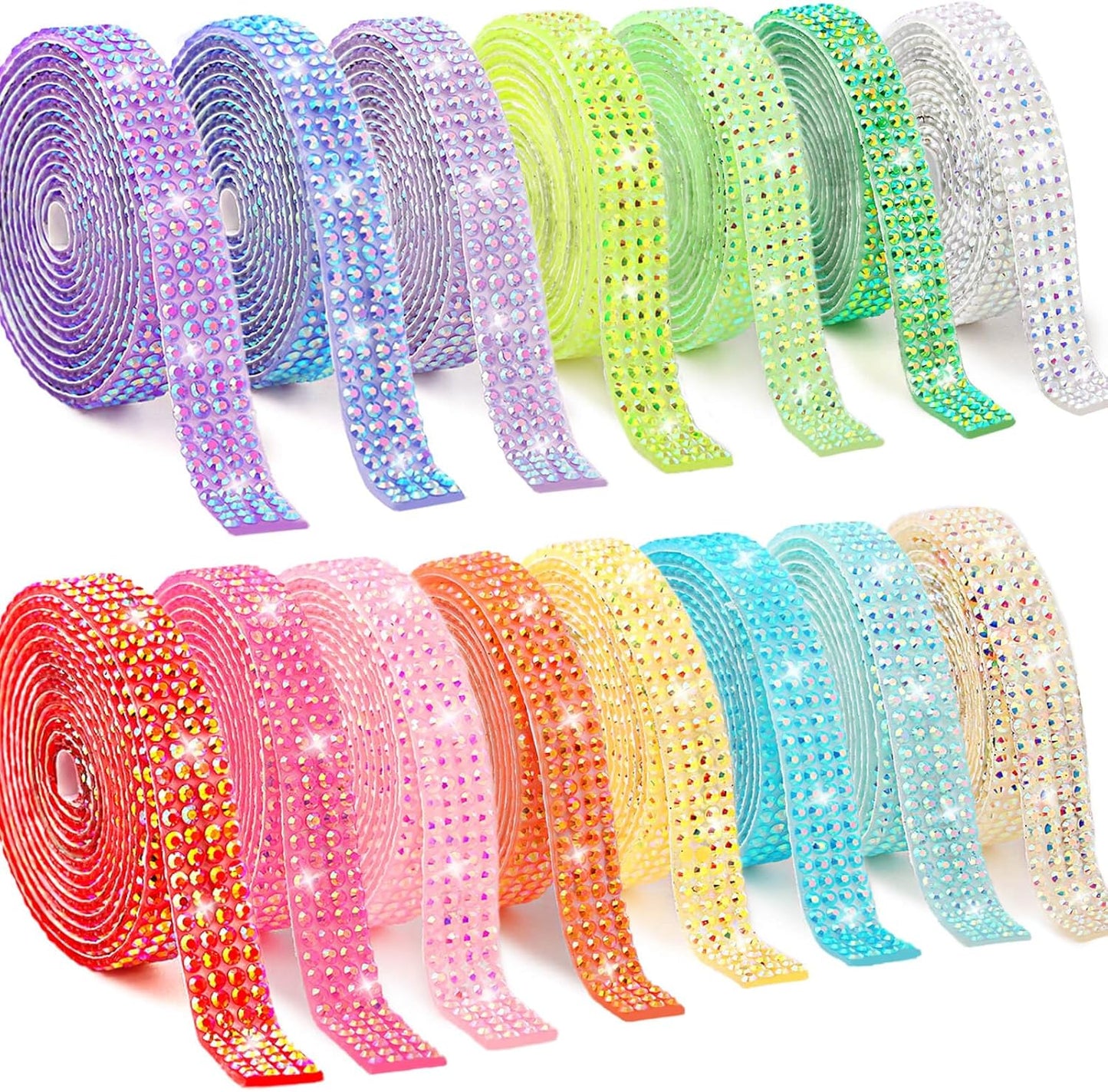 15 Yards Self Adhesive Rhinestone Strips, Rhinestone Ribbons Self Adhesive, Diamond Crystal Bedazzling Strips Glitter Bling Rhinestones Tape Stickers for Crafts, Fabric, Car, Shoes, Décor