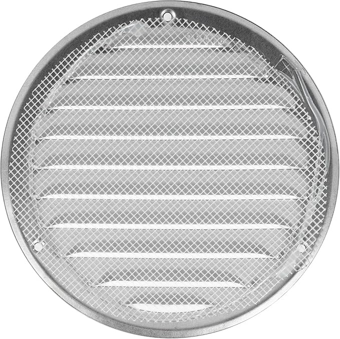 Repa Market 5 Inch (Opening Dimensions) Round Air Vent Cover/Galvanized Steel Louvered Grill Cover with Mesh Screen/Wall or Ceiling Vent/HVAC Register for DIY Home Improvement