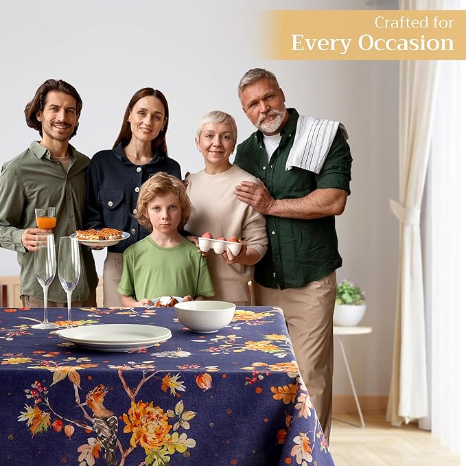 Maison d' Hermine Table Cloth Square Table 100% Cotton 54 x 54 Inches Fall Tablecloth Reusable Everyday Use for Thanksgiving Christmas Decorations Dining Farmhouse Party (Kelim - Infinity)