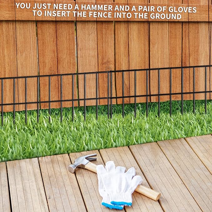 Adavin Animal Barrier Fence, 5 Pack 24 in(L) X 15 in(H) Dog Digging Fence Barrier with 1.5 in Spacing, Metal Dog Fence for The Yard, Patio. Total 10 Ft(L)