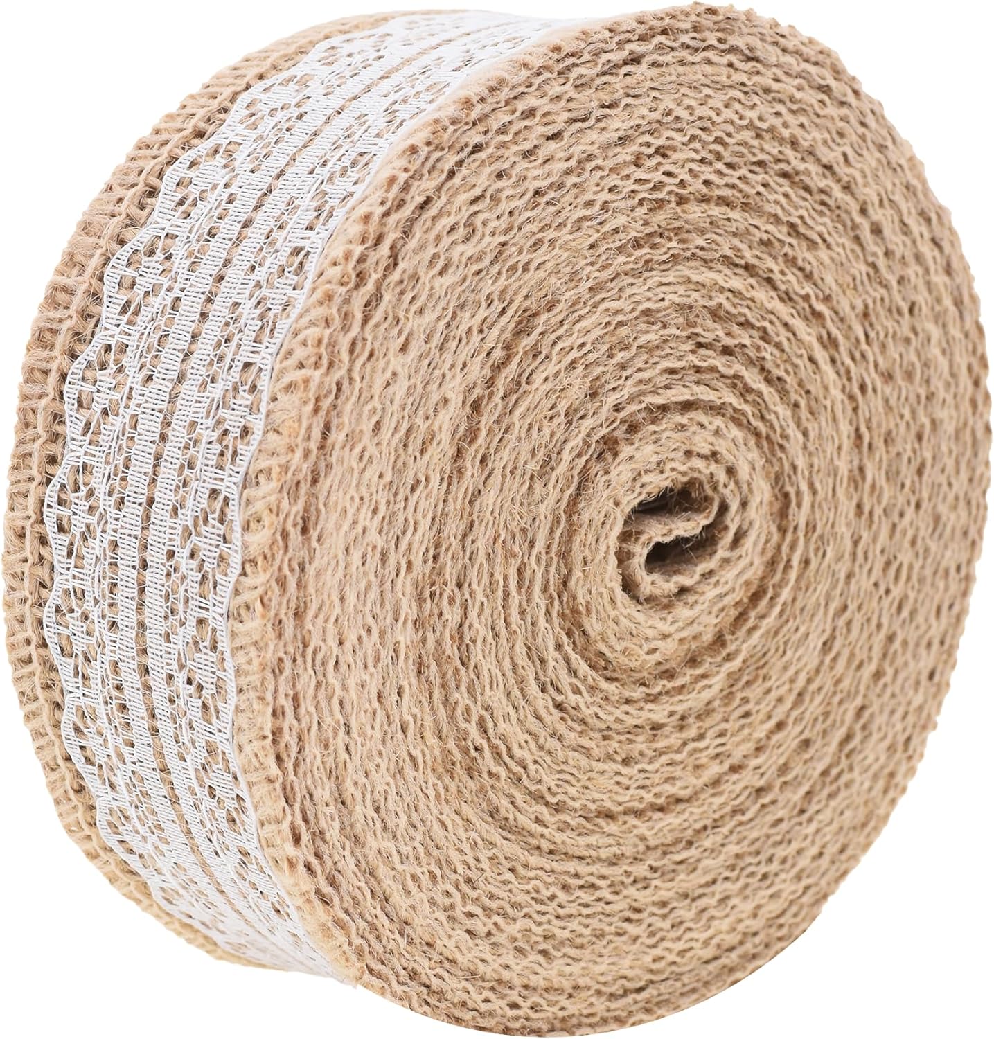 Mandala Crafts Burlap and Lace Ribbon 1 Inch Wide Jute Ribbons for Crafts - 20 Yds Roll Rustic Burlap Wrap Trim Ribbons for Wreaths Bows Wedding Party