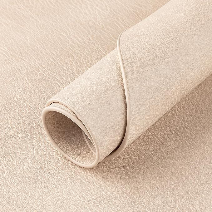 ADRIMER Placemats, Heat Resistant Oval Placemats Set of 6 Washable 12 x 17 Inch, Waterproof Table Mats, Wipeable Pu Place Mats for Kitchen, Dining Room, Beige