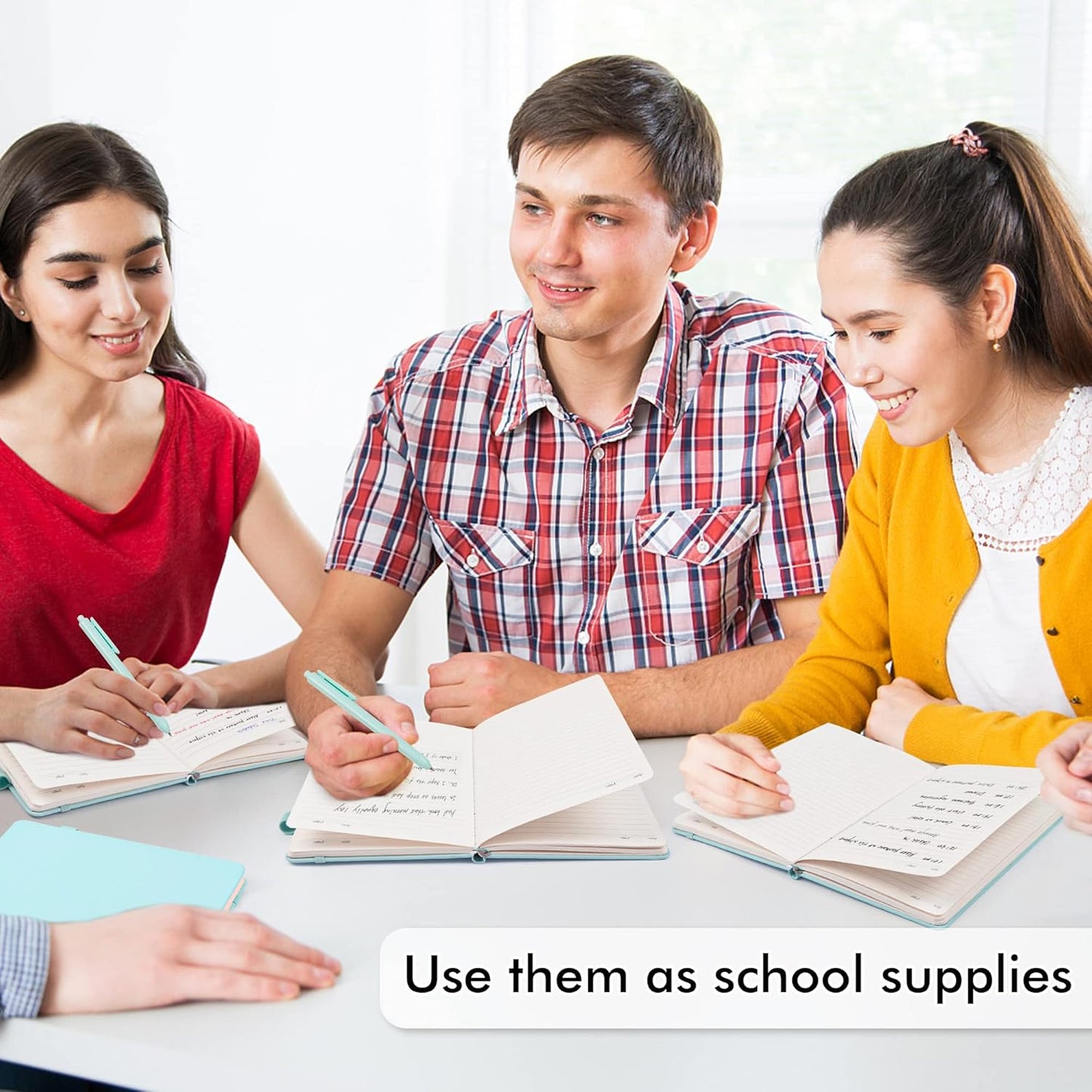 feela 24 Pack Journal Notebook Bulk for Work, Business Notebook Hardcover Lined Writing Journal with Pen Holder for Students Women Note Taking, with 24 Black Pens, 120 GSM, 5.1”x8.3”, A5, Sky Blue