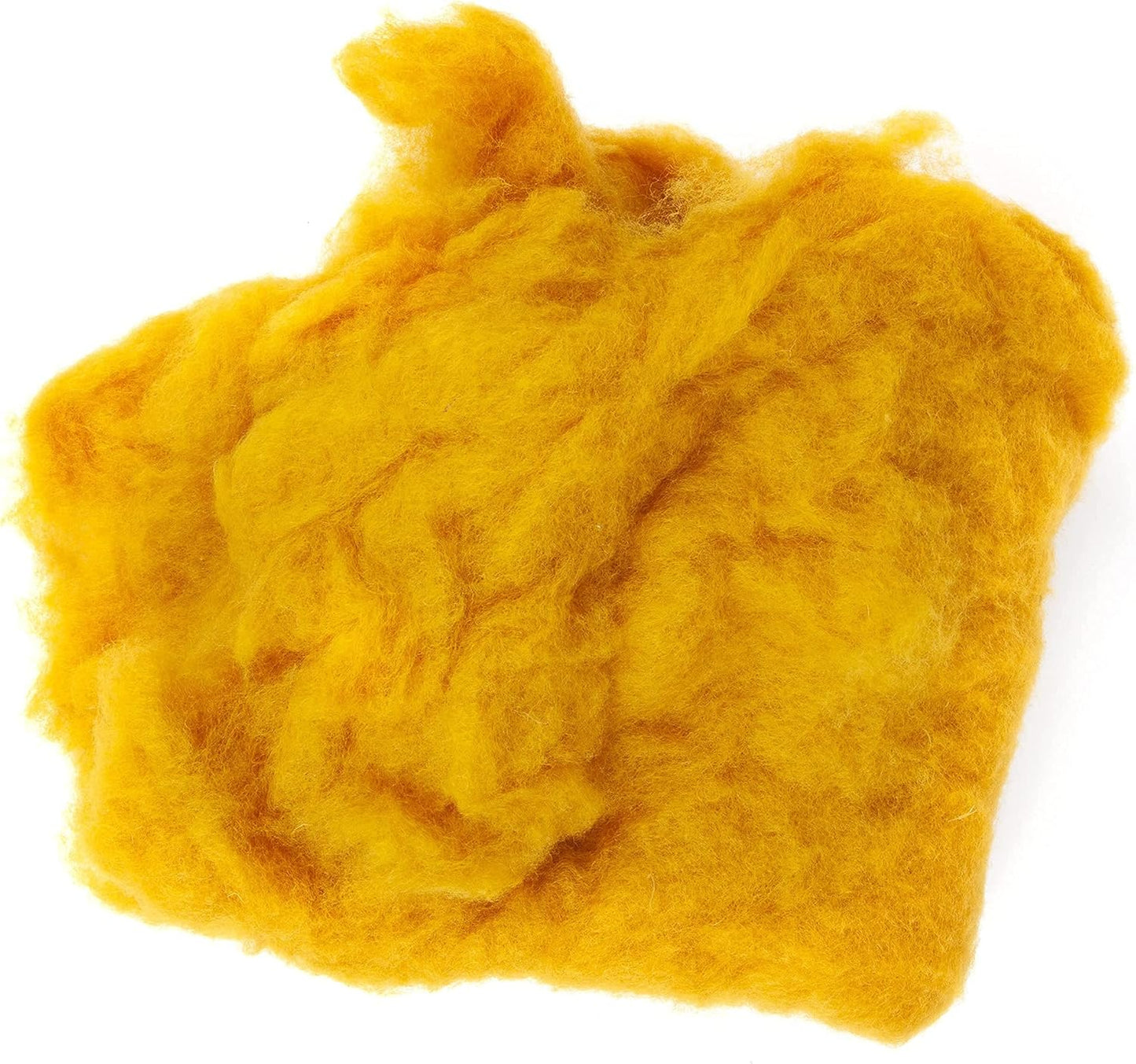 Desert Breeze Distributing Maori Wool Carded Batting, 100% Natural New Zealand Wool Made by DHG in Italy for Needle Felting, 3.5 OZ, 27 Micron, Color Saffron Yellow