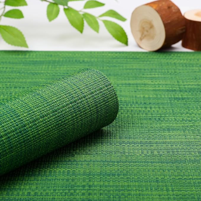 Myir JUN Table Runner, Vinyl Table Runner Indoor Arbitrarily Cropped Runner for Table Heatproof for Home Party (Dark Green, 12 x 94 inch)