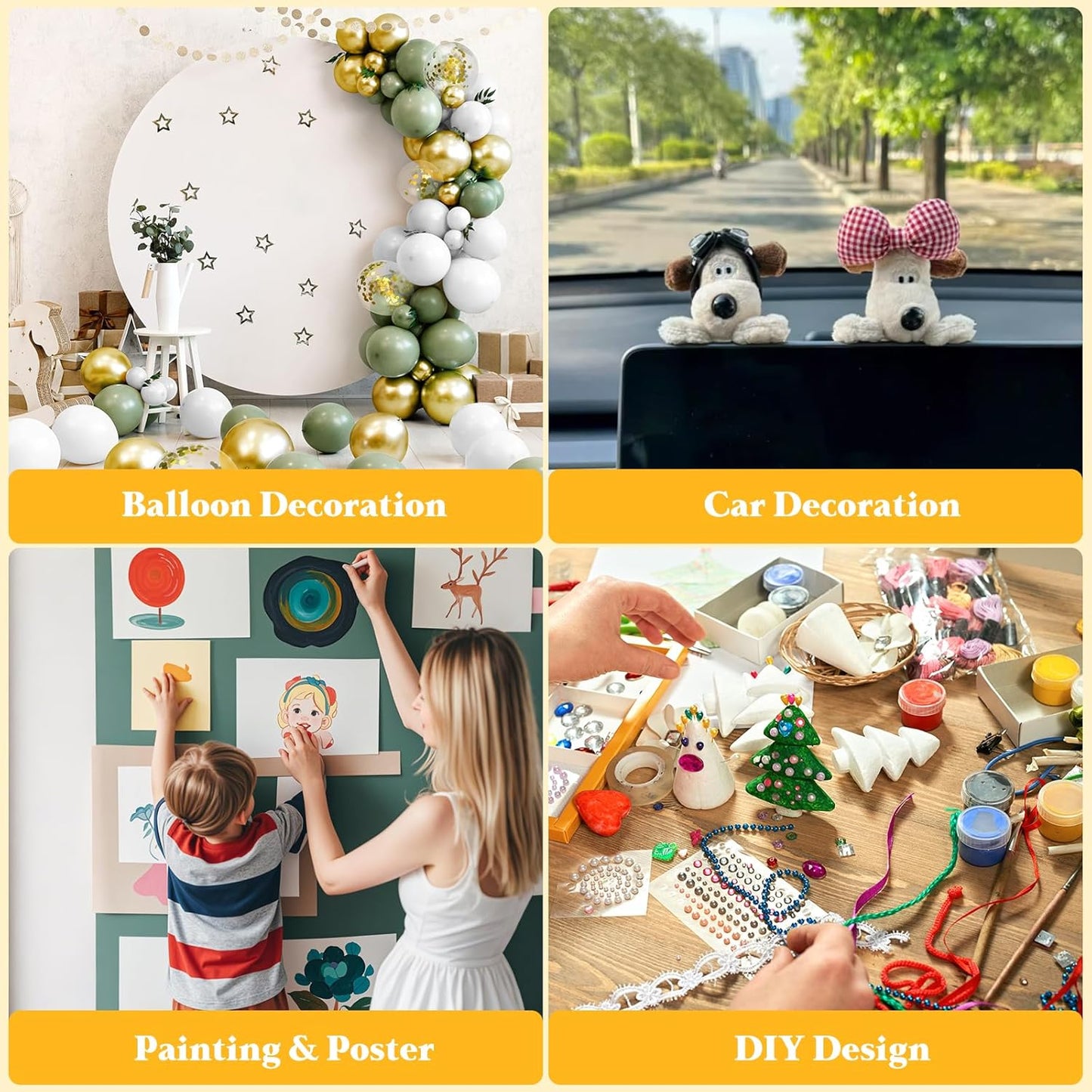 Double Sided Sticky Adhesive Dots – 350pcs Easy to Peel Sticky Putty,Clear Removable Mounting Putty, Double Sided Tape Dots for Walls,Crafts, Posters, Balloons, and Classroom Decor.