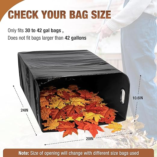 Touri 2 PCS Lawn Trash Bag Holder, Leaf Collector Holder Holds 30-42 Gallon Bags, Reuseable Garbage Frame for Camping, Yard Weeding, Lawn Party