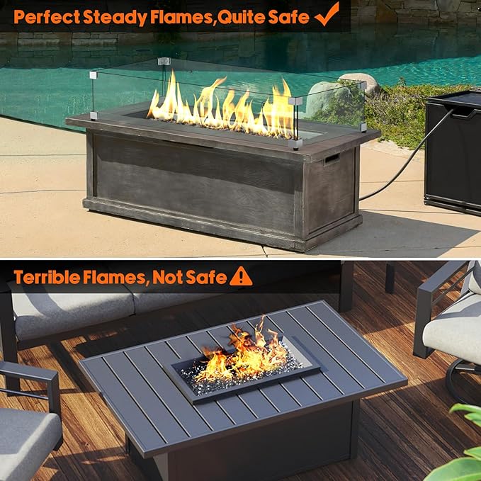 Skyflame 36" X 16" Rectangular Fire Pit Glass Wind Guard Replacement for Outdoor
