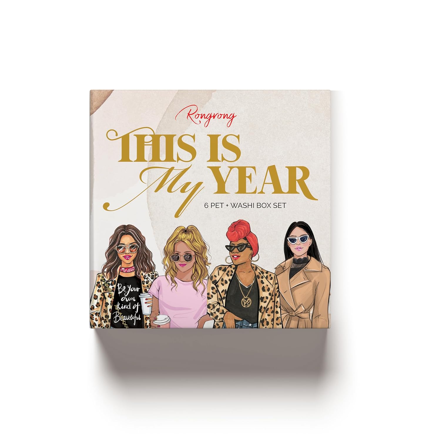 Rongrong This is My Year PET + Washi Tape Box Set – Dream Big & Plan Bold! Motivational Tapes with Chic Art for Planners, Journals, Scrapbooking, Hobonichi & Creative Goals