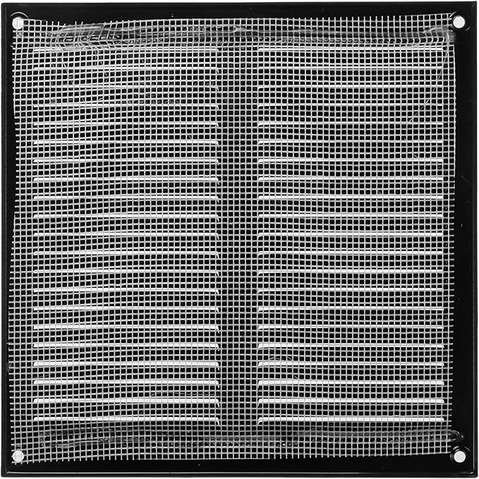 Repa Market 8x8 Inch Air Vent Cover/Black Galvanized Steel Louvered Grill Cover with Mesh Screen/Wall or Ceiling Vent/Durable Flush Mount HVAC Register for Indoor and Outdoor Ventilation