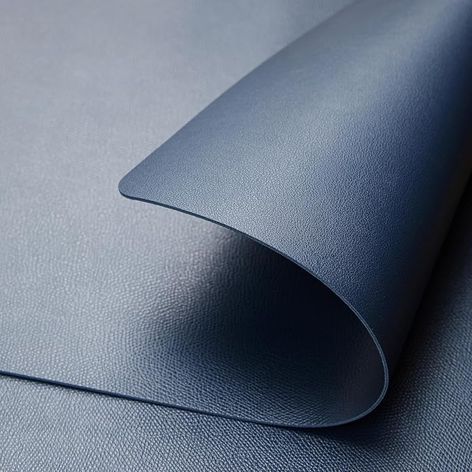 DOLOPL Placemats Set of 6, Wipeable Faux Leather Heat Resistant Place Mats - Anti Slip Table Place Mats, Washable Outdoor Tablemats for Kitchen Dining Room Table Decorations, Navy Blue