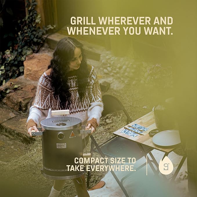 Charcoal Grills - Basic Mini 6 lbs - 3-in-1 Stainless Steel Ultra-Portable Charcoal Smoker for Outdoors, Camping and Home BBQ - Vertical Smoker Barrel Grill with Thermometer & Accessories