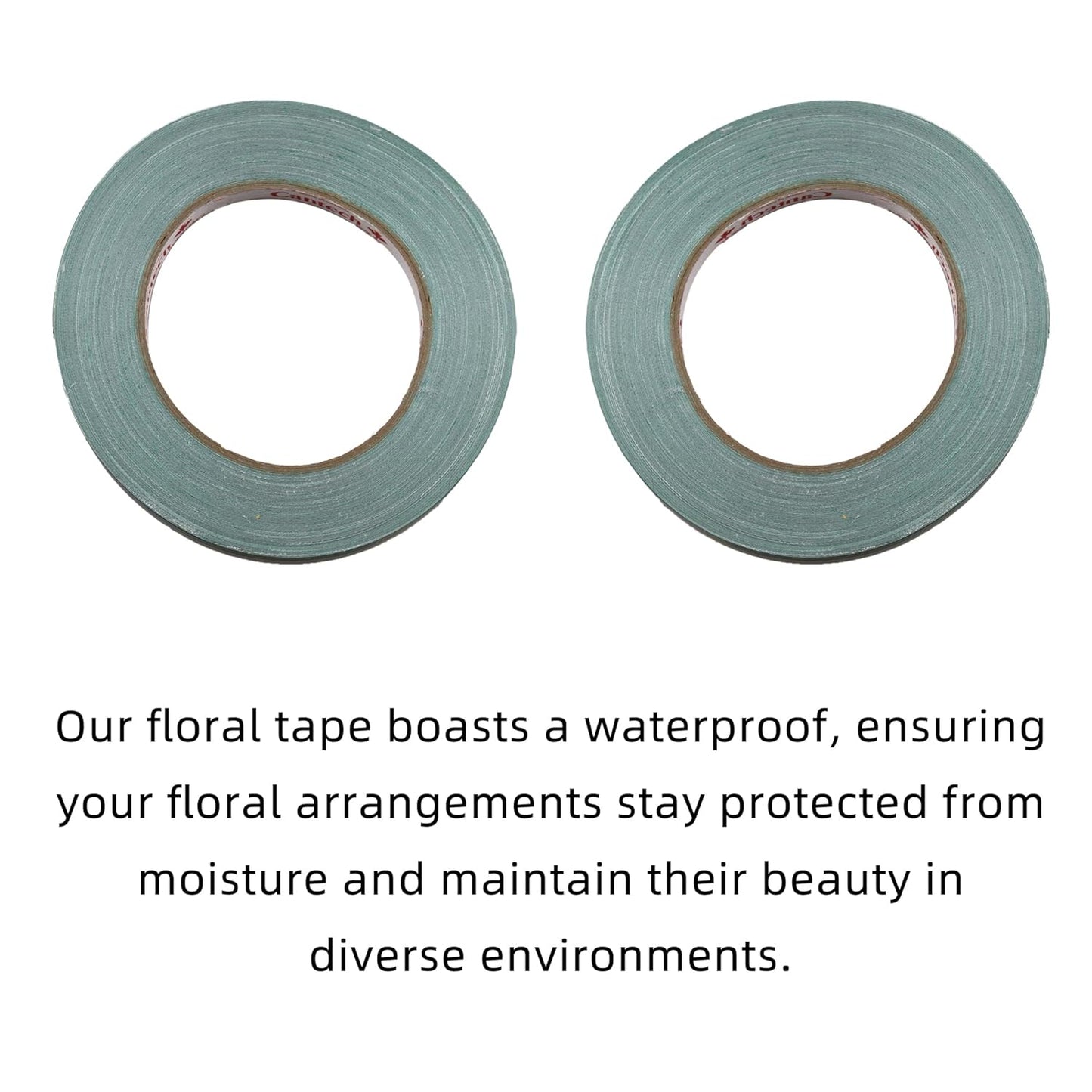 2 PCS Green Floral Tape, 0.5" Flower Stem Wrap Tapes, Waterproof Florist Tape - Multipurpose Adhesive Florist Tapes for Binding Fresh, Flower Bouquets and Floral Craft (98Ft/33Yd/Roll)