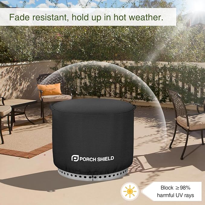 Porch Shield Fade Resistant Solo Stove Yukon Cover - Waterproof Patio Fire Pit Cover Round 28 inch Fits for Small Firepit Solo Stove Yukon