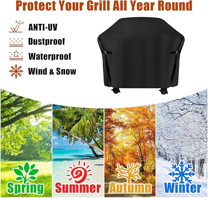 48 Inch Grill Cover, Fits for Weber Char-Broil Nexgrill Brinkmann and All Popular Brand Grills Heavy Duty Waterproof Windproof BBQ Cover