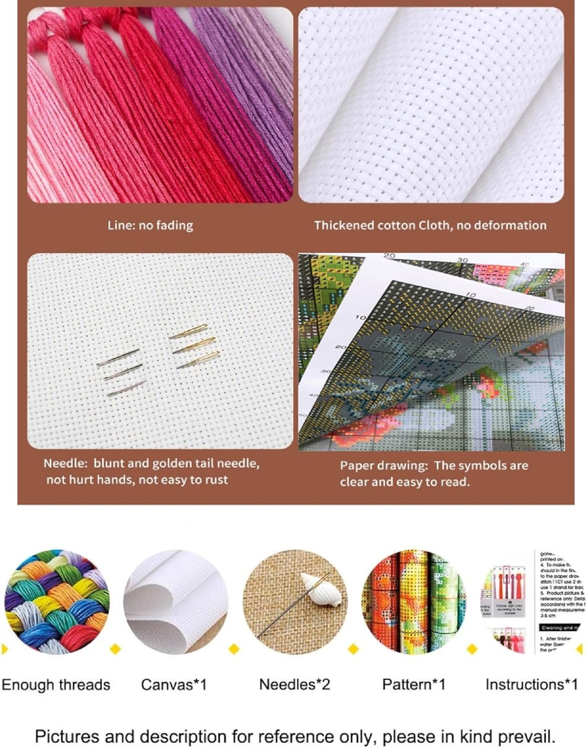 Findvoor Counted Cross Stitch Kits for Adults Full Range of Cross Stitching Embroidery Unprinted Pattern for Beginners, 11CT Needlepoint Kit Patterns Embroidery Kits-Forest Couple Wolf 18x18 inch