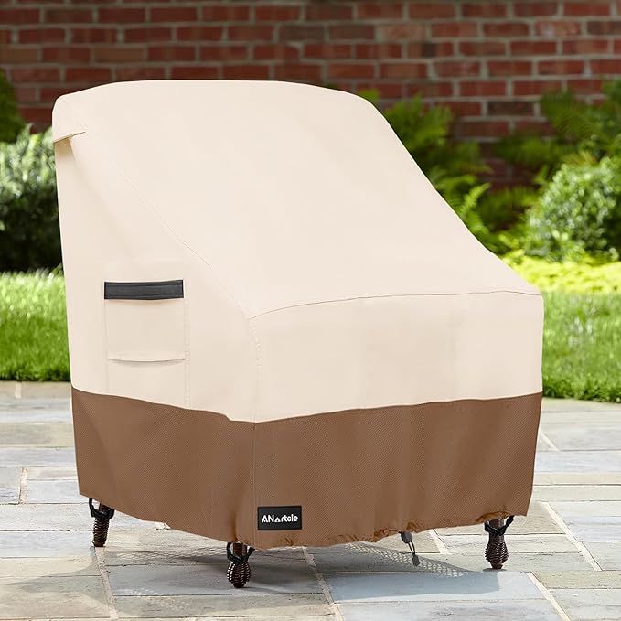 Outdoor Swivel Rocker Chair Cover 2 Pack,Patio Swivel Chair Covers for Outdoor Furniture(28W x 33D x 38.5H Inch),Rocking Chair Covers Waterproof,Beige&Brown.
