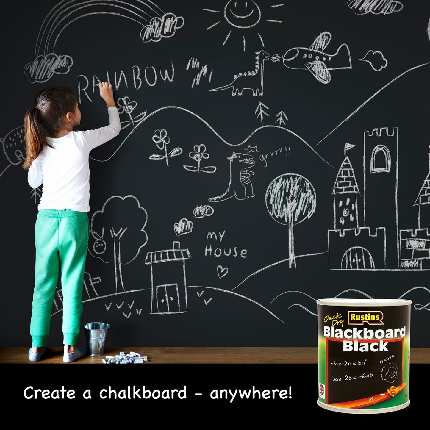Rustins Blackboard Black Paint 500ml
