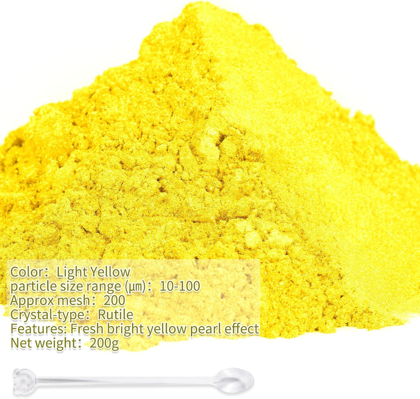 Mica Powder,7.05OZ（200g）,Light Yellow Mica Powder Pigment for Epoxy Resin，Lip Gloss，Car Paint，Dye，Soap Making，Nail Polish,Epoxy Resin,Candle Making,Bath Bombs