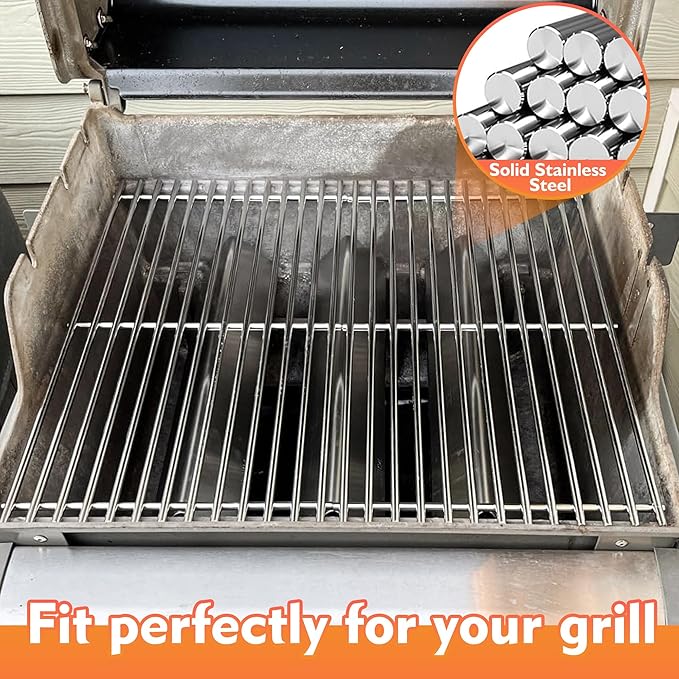 17.5" Grill Grates for Weber Spirit 300, Spirit 700, Genesis Silver/Gold/Platinum B/C, Genesis 1000-3500 (Part #7638) 304 Stainless Steel 2-Pack
