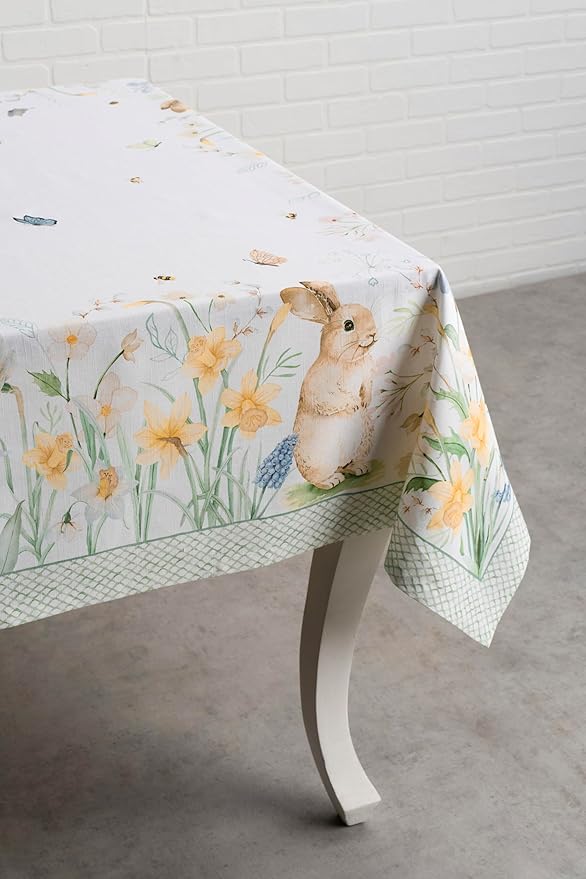 Maison d' Hermine Table Cloth Rectangle Table 100% Cotton 70 x 120 Inches Tablecloth Reusable Decorative for Dining Room, Farmhouse, Home, Party, Festive & Wedding Spring Summer - Easter Dew
